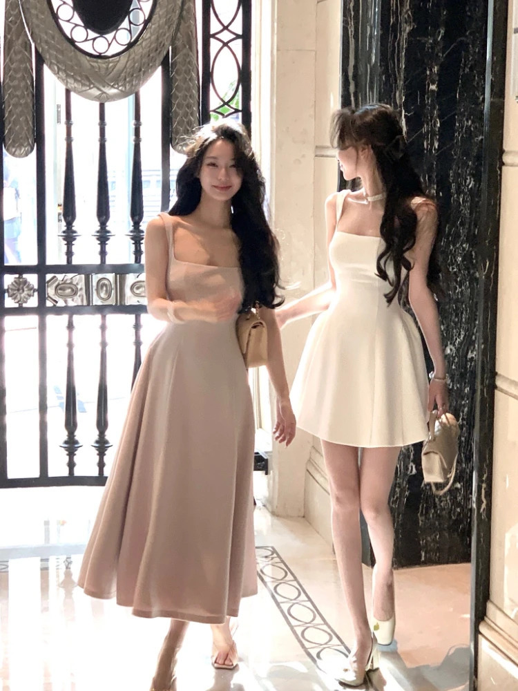 Even Party Red Dres Casual Elegant Clothing Dress Korea Fashioon Summer 2024 Sleeveless Strap Mini Female 250103