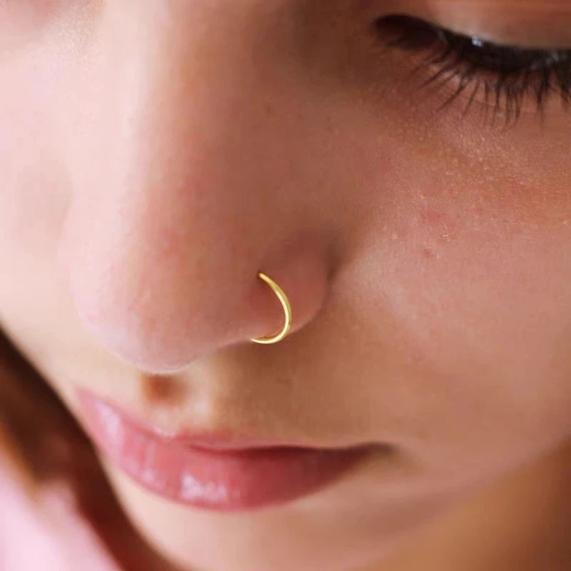 60Pcs 6/8/10/12mm Steel Small Nose Rings Stud Mixed Color Body Clips Hoop For Women Men Cartilage Piercing Punk Jewelry 250103