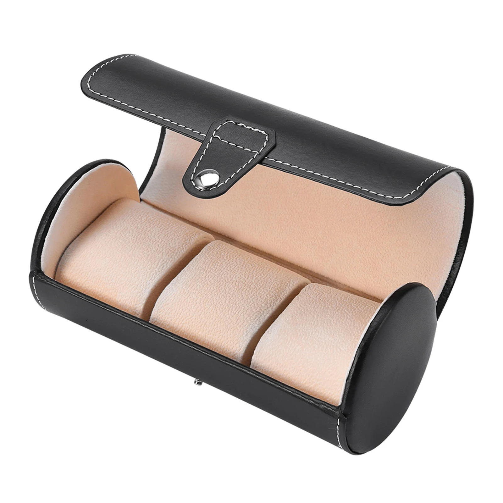 2Colors 3 Grid Cylindrical Watch Roller Stand Watch Display Box Jewelry Gift Box Watch Organizer Supplies 250102