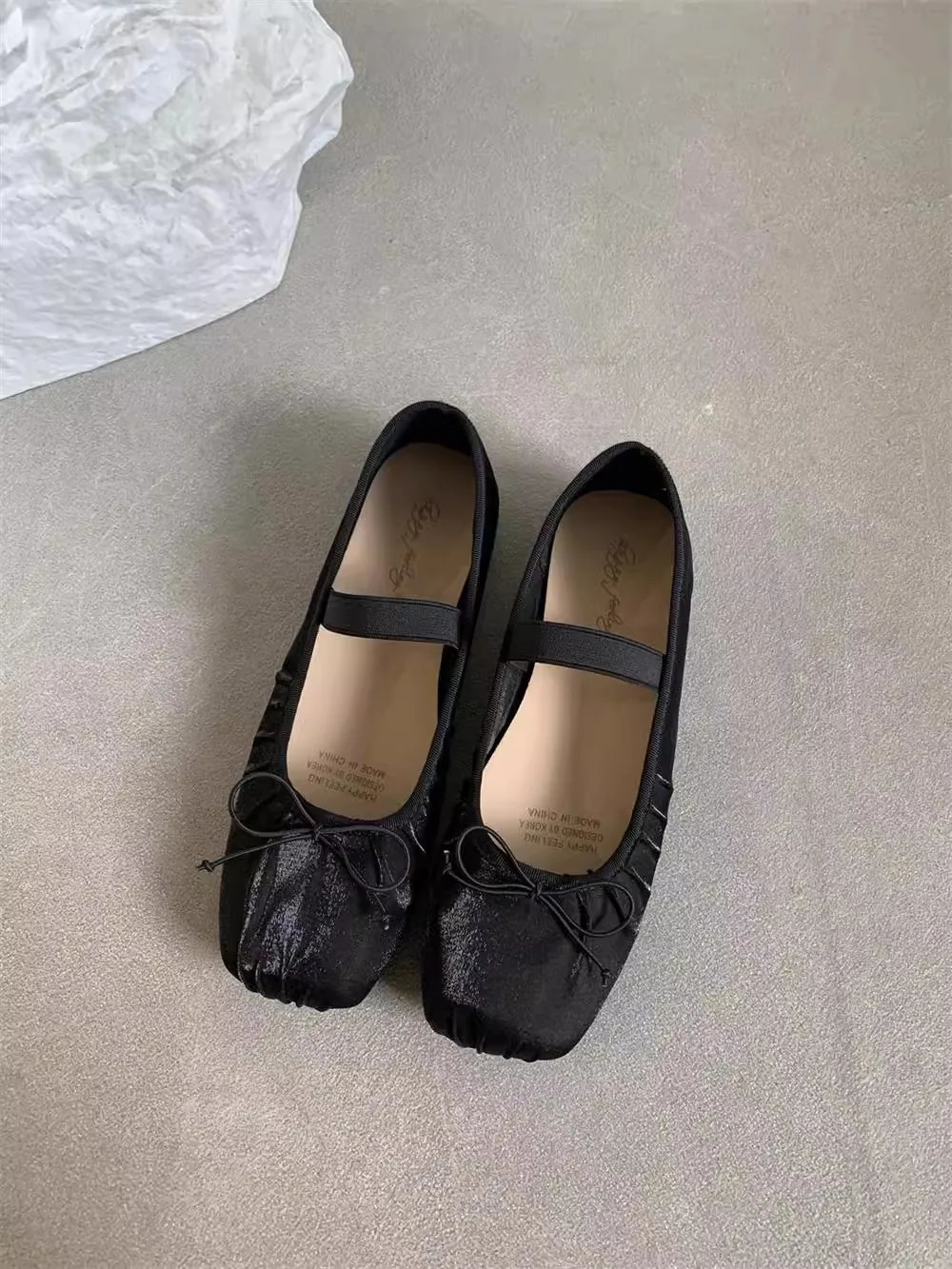 Soft Shoes Woman Flats Casual Female Sneakers Bow-Knot Square Toe Dress Ballerinas Summer Butterfly Spring Silk Solid Mary J 250106