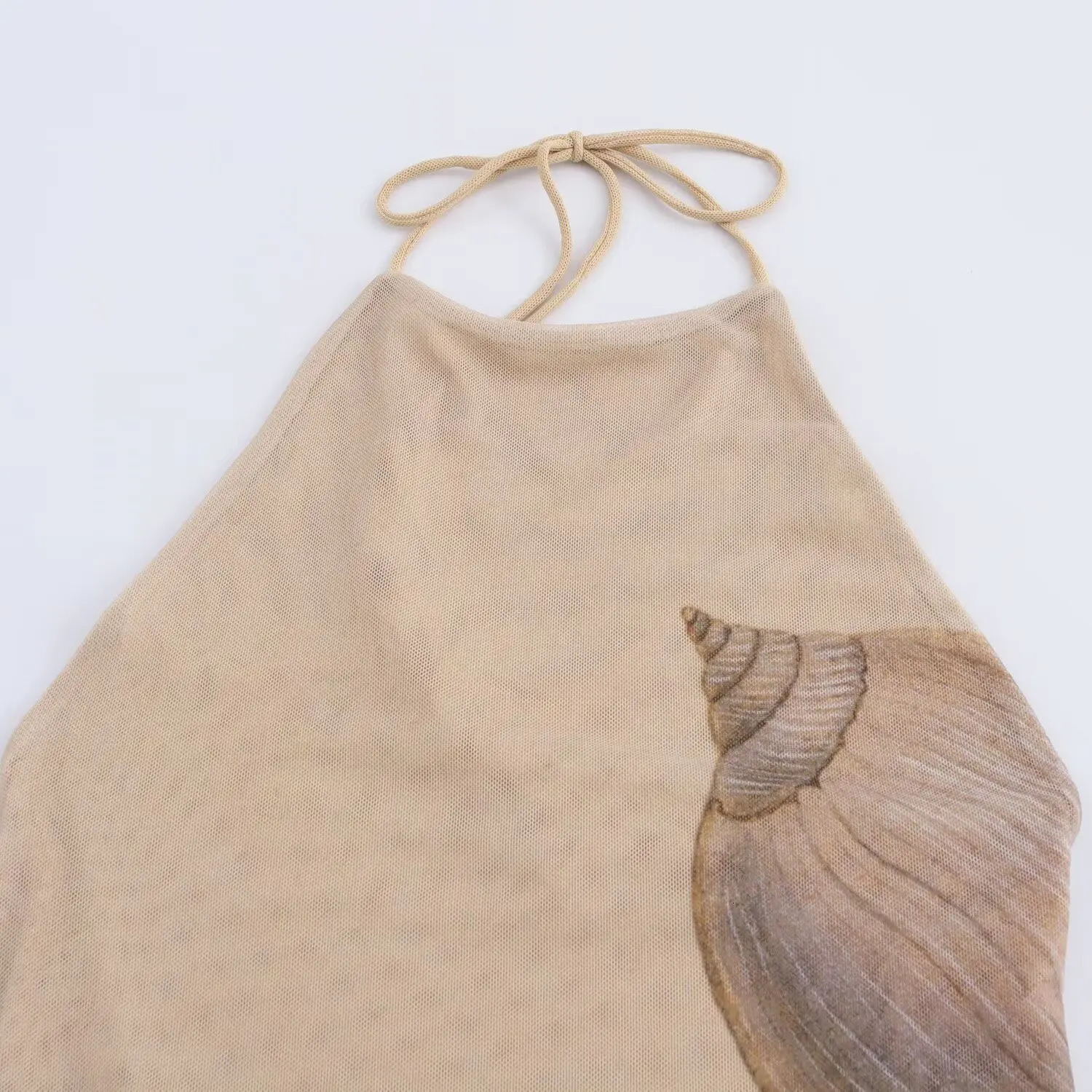 Autumn Temperament Womens European and American Style Fashion Slim Shell Print Silk Mesh Dress Street Skirt 250103