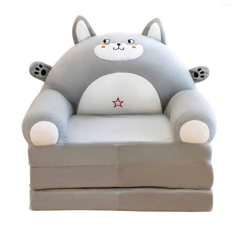 Pillow Plush Sofa Backrest Armchair 2 In 1 Foldable Cute Cartoon Lazy Children Flip Open Bed For Bedroom Folding No filling material