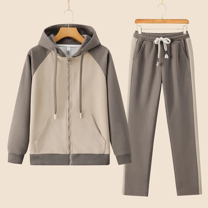 Fashion Casual Sportwear Hoodie Pant Set Long Sleeve Hooded Jacket 2 Piece Drawstring Sping Female Running Suits 250106