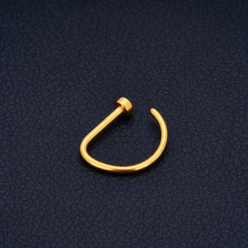 50/100PCS 316L Stainless Steel Letter D Nose Ring Nose Clip Open Ring Mens and Womens Perforated Jewelry Nose Jewelry 250103