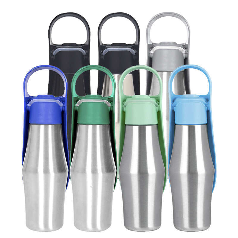 DHPET Dog Water Bottle Portable Stainless Steel Convenient Pet Water Dispenser Leak Proof Puppy Travel Water Bowl for Dog Outdoor Walking Hiking 27OZ