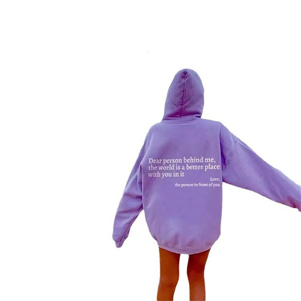 New Model With Free Shipping Women's Hoodie Plain Letter Printed Kangaroo Pocket Drawstring Hooded Jacket
