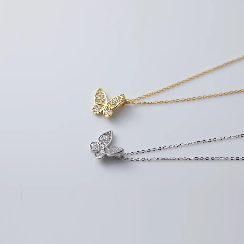 CCFJOYAS 925 Sterling Silver Super Fairy Pave Zircon Butterfly Earrings/Necklace Set for Women Simple Party Wedding Jewelry Set 250102