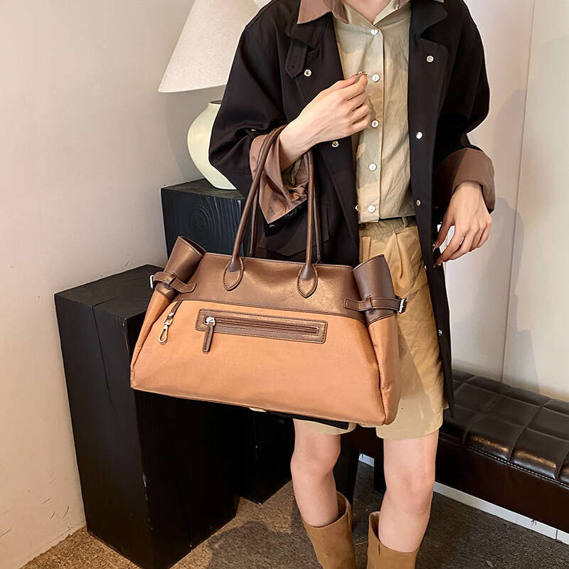 Women's Bags handbag Tote Autumn New Meilad Shoulder Large Capacity Color Contrasting Fashion Travel Bag