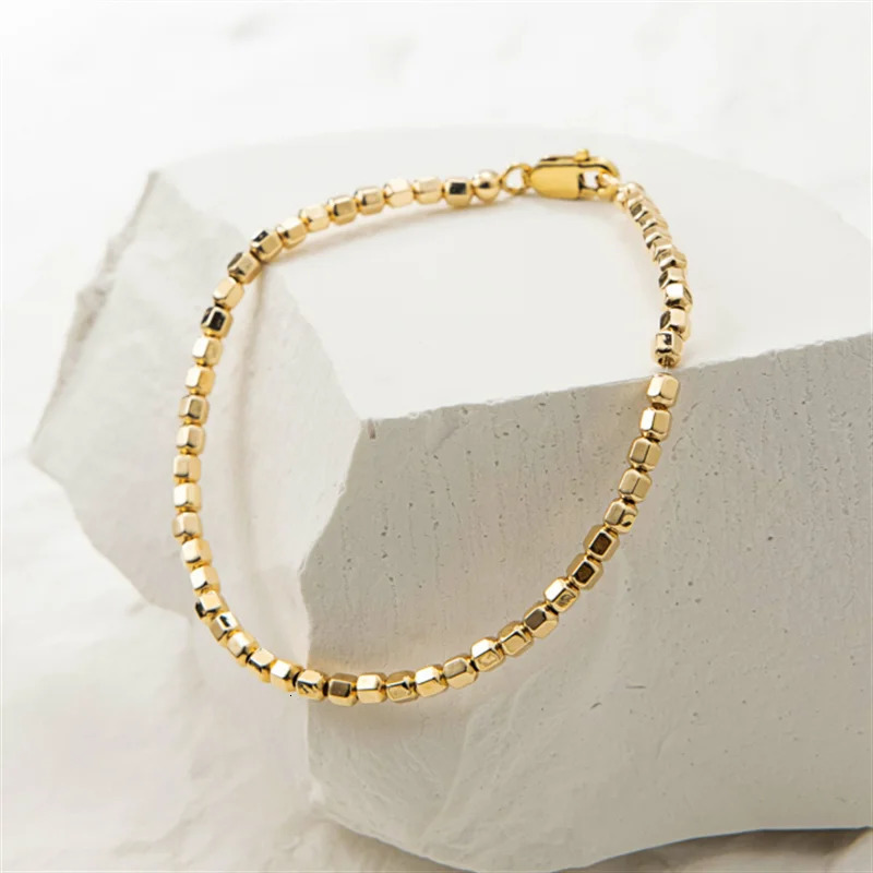14K Gold Filled Bead Bracelet Handmade Tarnish Resistant Jewelry Boho Bracelets Anklets for Women Bridesmaid Gift Gold Bracelet 250102