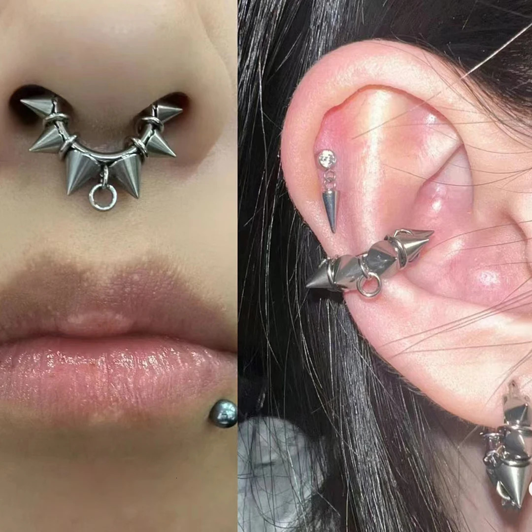 MDNEN ASTM F136 Three Layers Binding Hinged Segment Clicker Earring Cartilage Nose Hoop Septum Rings Piercing Jewelry 250103