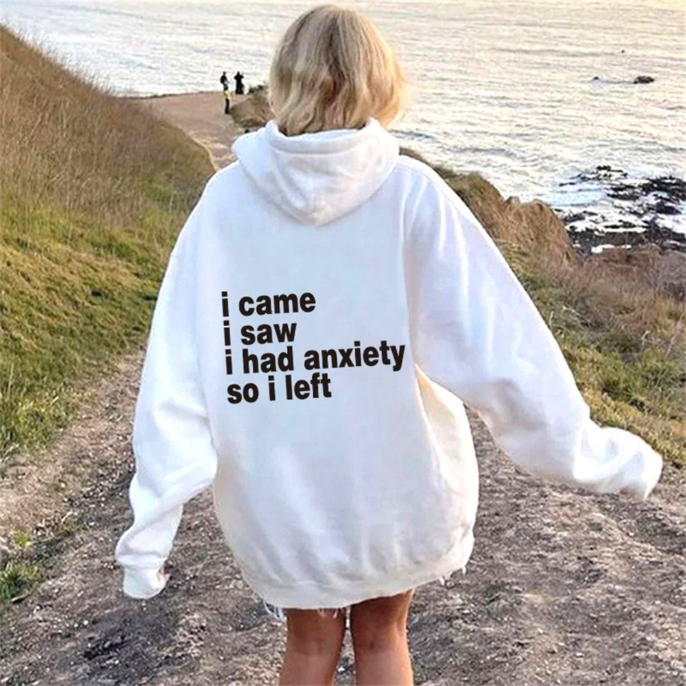 New Autumn And Winter Letter Fashion Printed Hooded Sweatshirt With Added Fleece For Women's Top