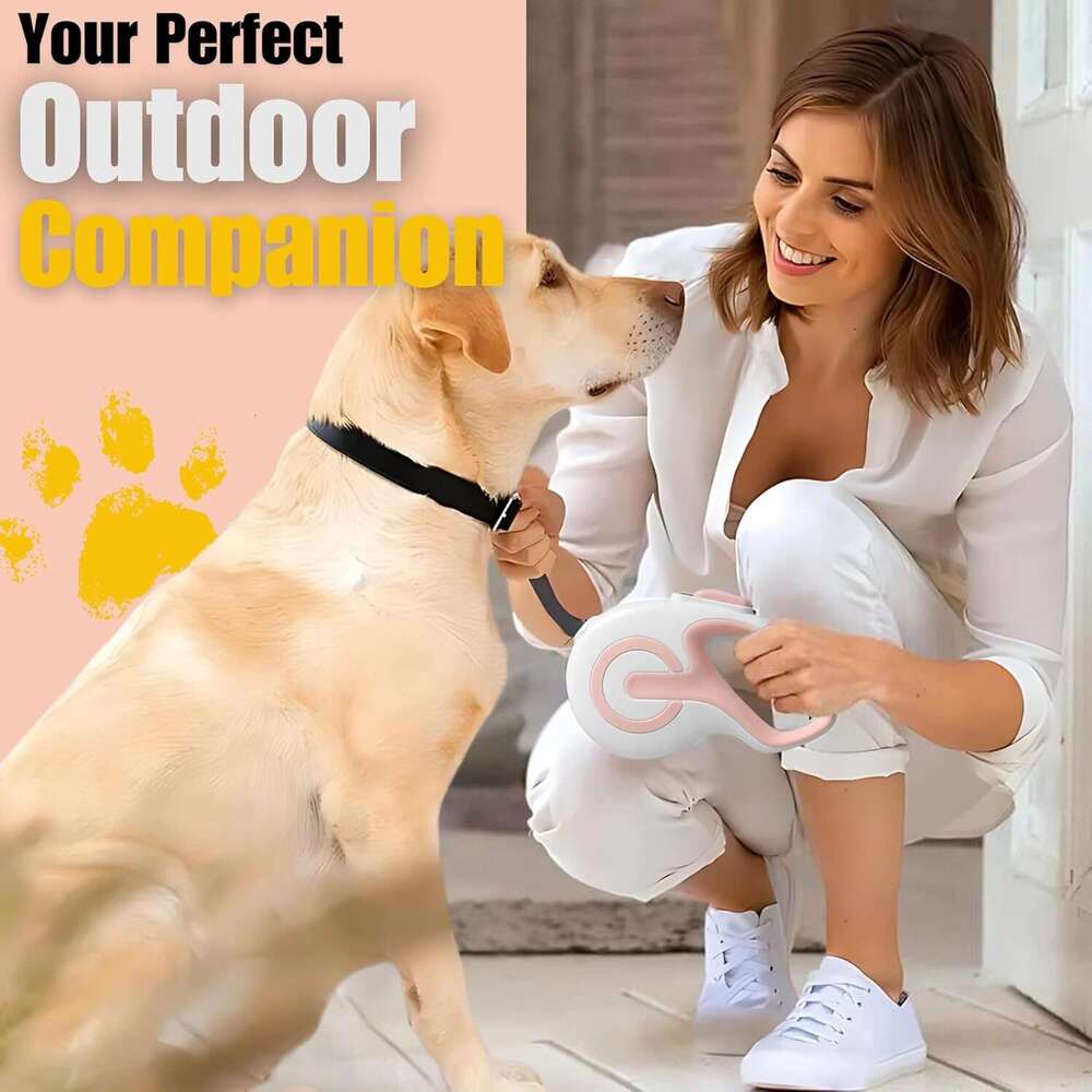 DHpet 360° Tangle-Free Retractable Dog Leash Walking Leash with One-Handed Brake Pause Lock Suitable for Small and Medium-Sized Dogs