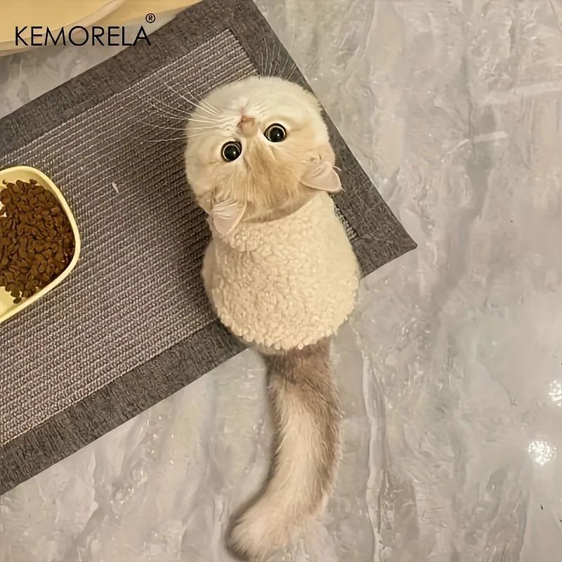 KEMORELA Cute Warm Cat Vest Lamb Wool Cat Clothes For Autumn And Winter Pet Clothing For Cats And Dogs 250106
