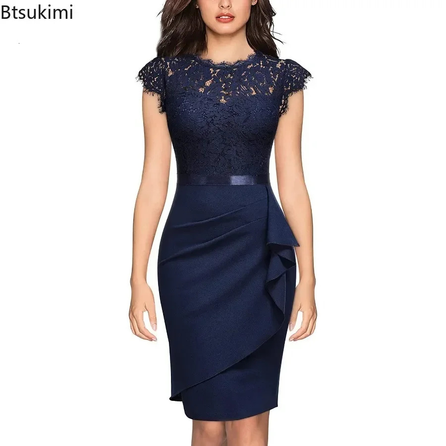 2025 Womens Elegant Lace Evening Dress Wedding Party Dress Sexy Office Womens Body Dress Fashion Birthday Club Vestdos Women 250103