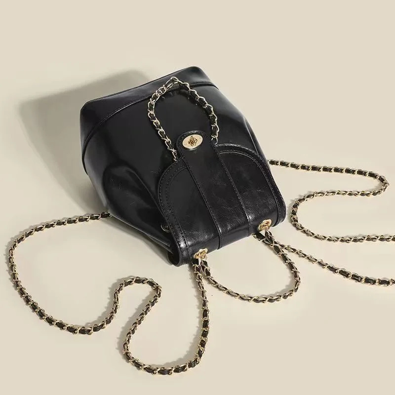 Mini Backpack Womens Korean Version Large-capacity Rhombic Chain Backpack Small Fragrance College Student Backpack Trendy 250102