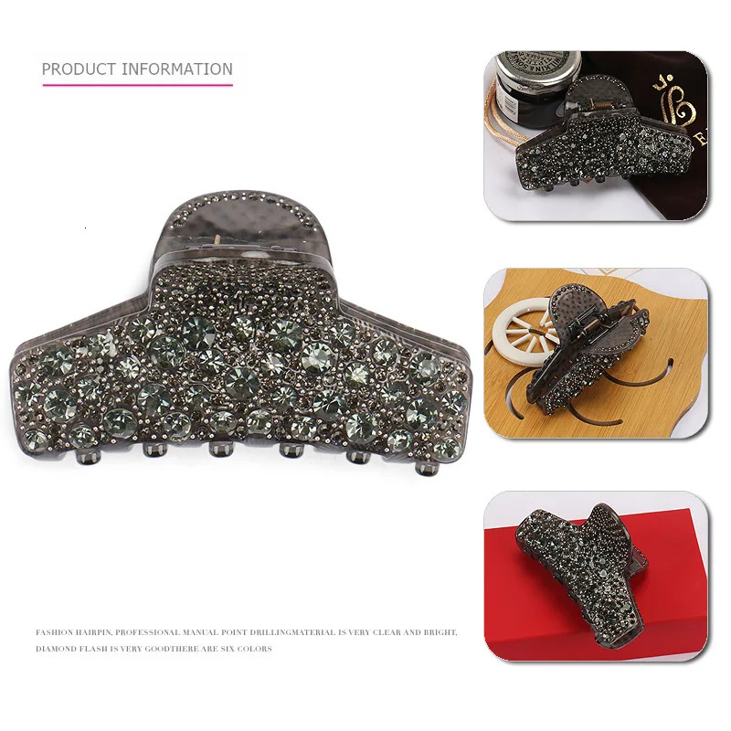 Elegant Spark Rhinestones Hair Jewelry Ornament Accessory for Women Girls Good Handmade Hair Claw Clip - Business Travel Bridal 250106