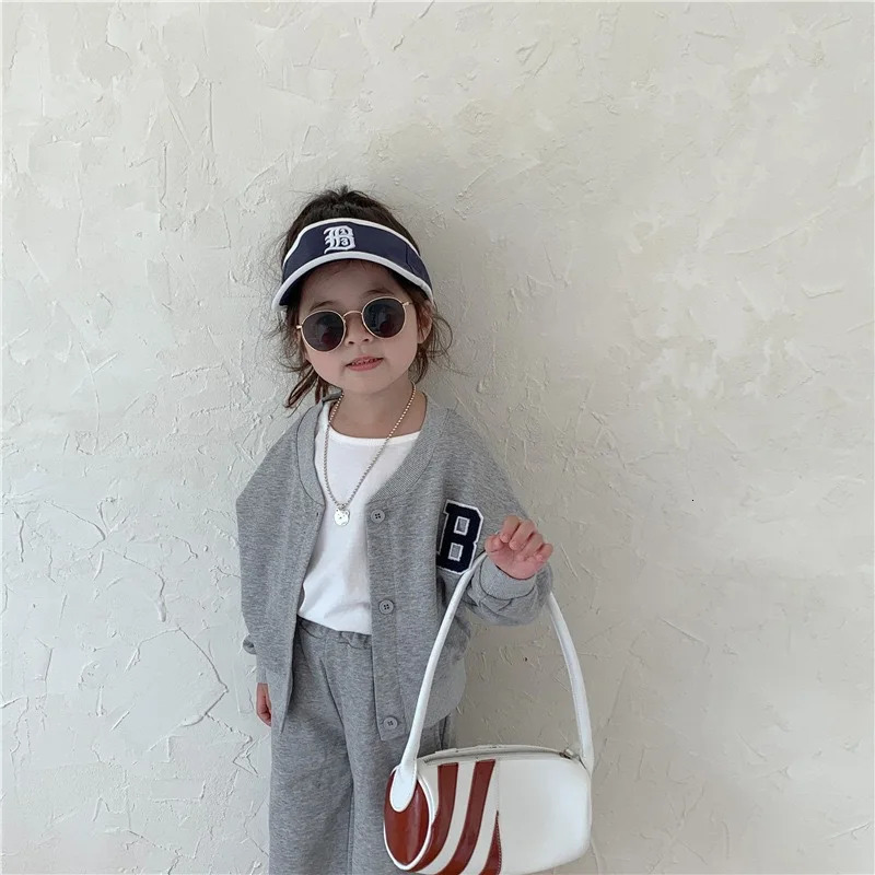 Girls sports suit baby round neck long sleeved shirt and pants 2-piece spring/summer style childrens fashionable casual suit 12M-10 years old 250103
