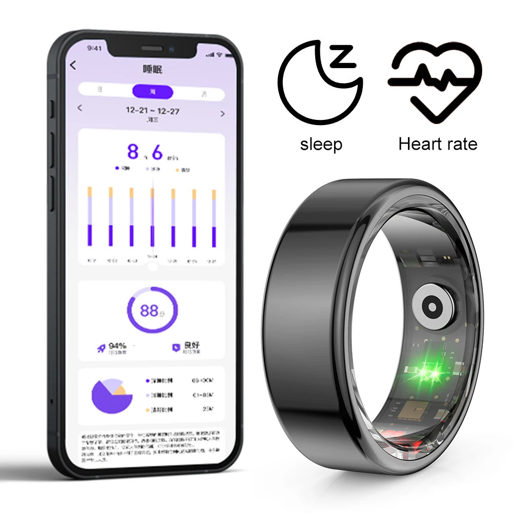 R02 Smart Ring Health Tracker 5.0 Bluetooth-Compatible Heart Rate Tracker IP68 5ATM Waterproof Wearable for Android for IOS 250106