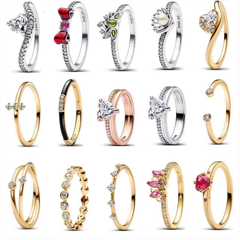2025 New Anniversary Red Bow Hot Sale Sterg Sier Round Ring With Colorful Crystal Heart Rings For Women Valentine's Birthday Gift DIY Jewelry