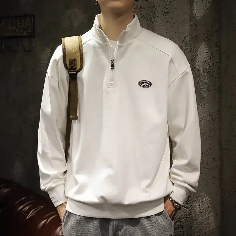 Mens sportswear Korean autumn mens polo shirt long sleeved pocket with collar affordable clothing full-size S Emo Pullover 250103