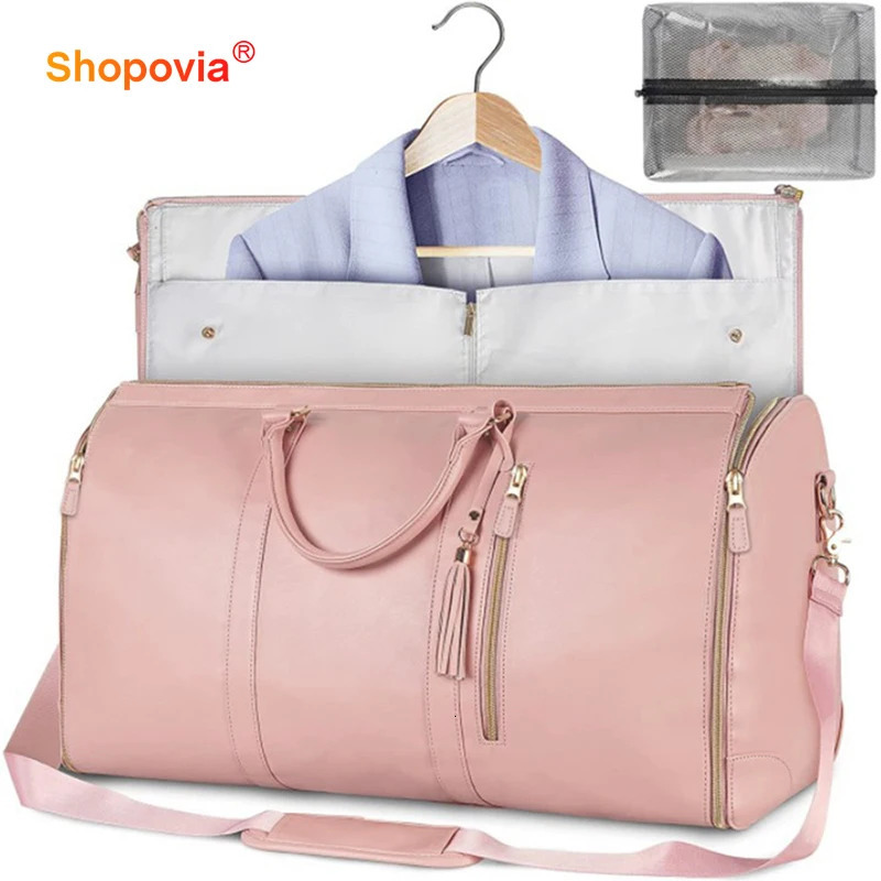 2024 Fashion Large PU Folding Suit Storage Bag Women High Capacity Luggage Handbag Travel Sport Outdoor Multi Function Organizer 241226