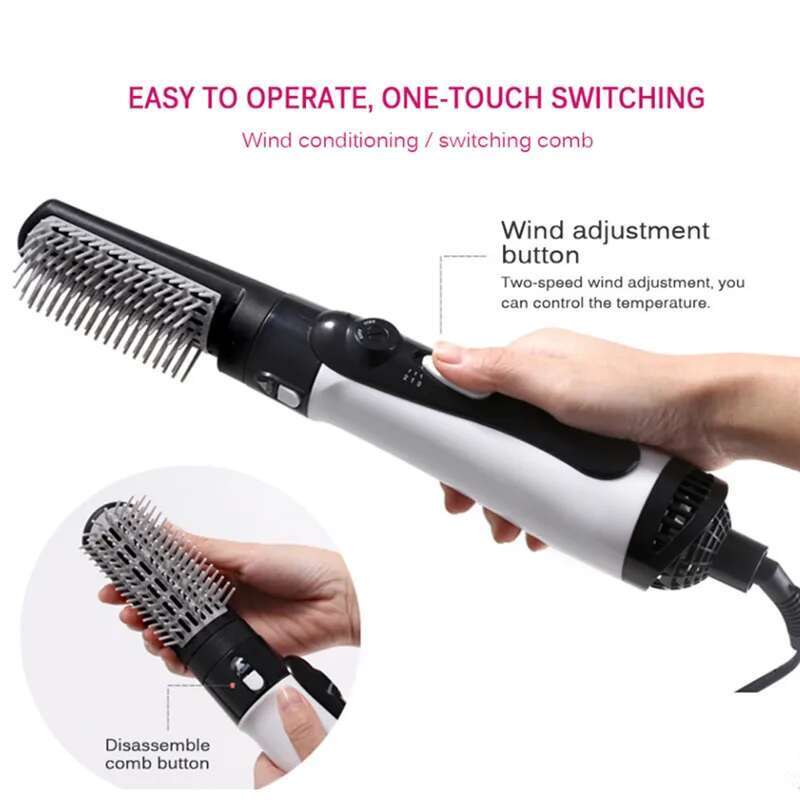 Multifunctional Straightener Hair Curg With Comb 1200W Round Blow Dryer Rotating Hot Air Brush