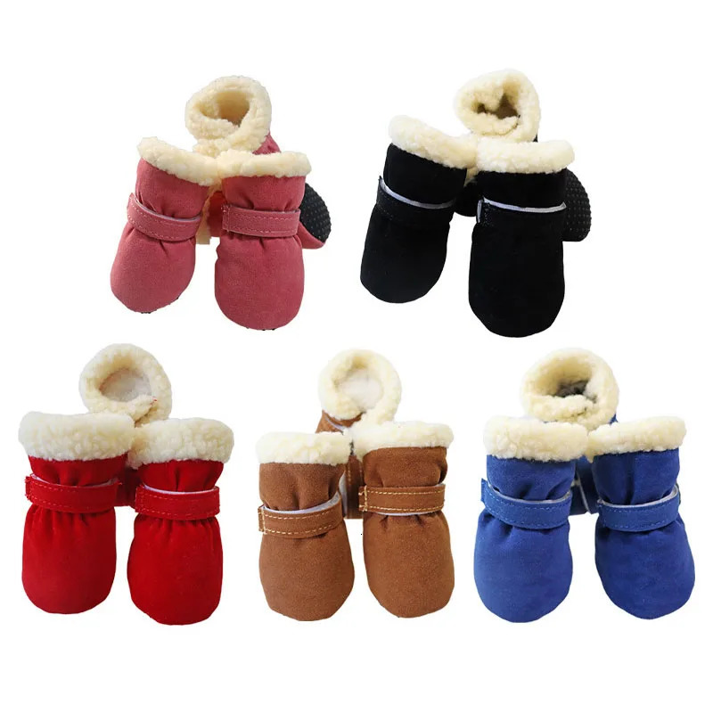4Pcs Set Winter Pet Shoes for Small Medium Dogs Windproof Boots Non Slip French Bulldog Chihuahua Shoes accesorios para perros 250106