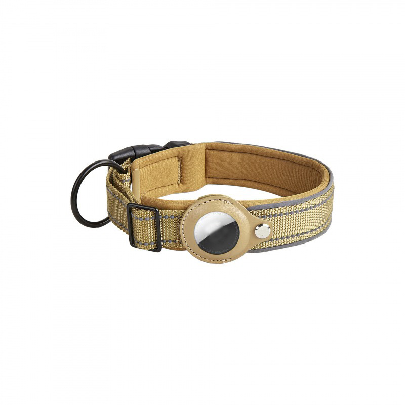 Factory Customazition Wholesale Nylon Reflective Adjustable Cat Dog Leash and Collar with Air Tag Holder Soft Padded Airtag Case Dog Collar Pet Access