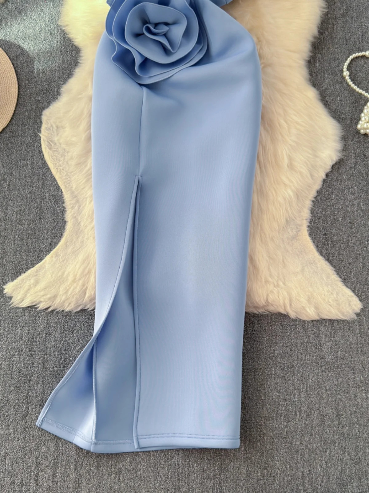 Elegant 3D floral long dress womens 2025 summer sexy backless sloping neck body pencil party evening dress 250103