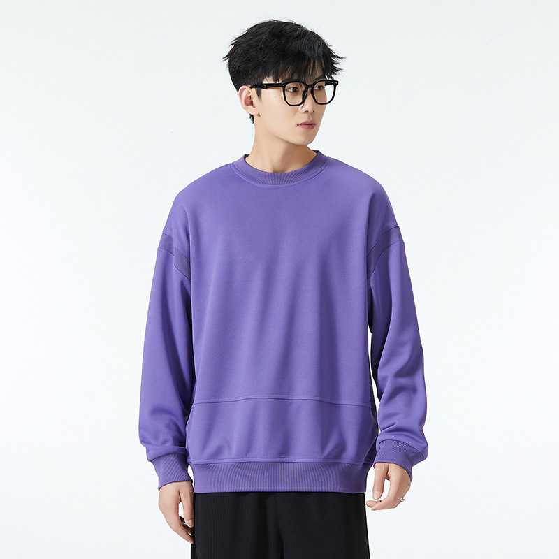 M12803 Sweatshirt Men's Fashion Brand Waffle Fake Two-piece 2024 Autumn New Long-sleeved T-shirt