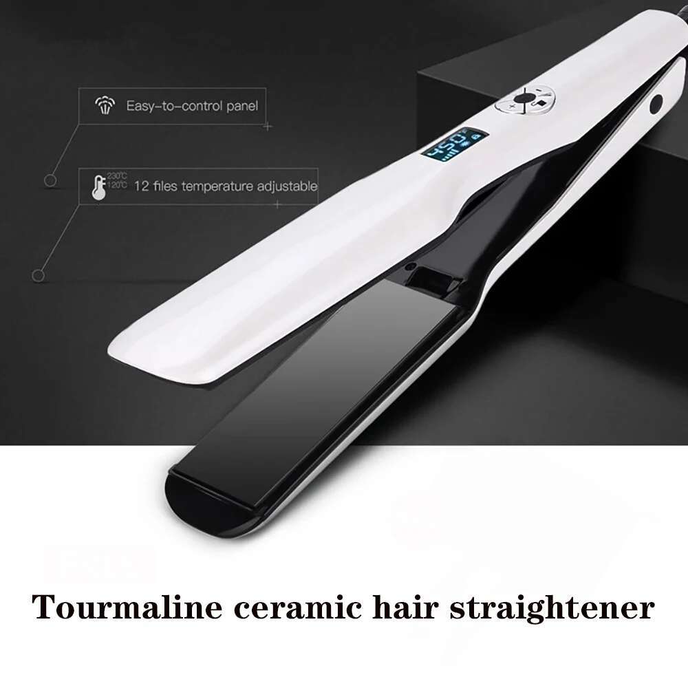 Professional Hair Straightener Multi-speed Adjustment PTC Fast Heating Flat Iron with Wide Plate and LED Screen Styg Tools