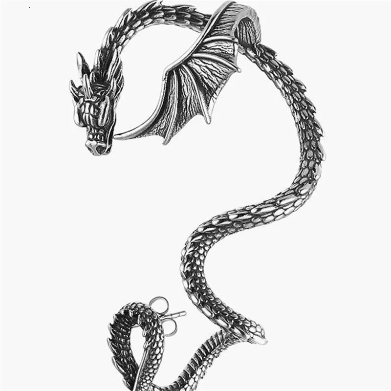 NO PIERCING Dragon Cuff Earring for Women Men Gothic Jewelry Year of Dragon Cuff Earring Dragon EAR JACKET Ear Wrap Accesso 250103
