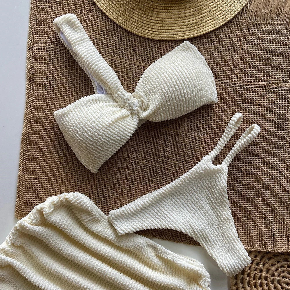 Sexy 3pieces Micro Bikini 2024 Women Swimsuit Female Swimwear Thong Bikinis Set Brazilian Beach Wear Bathing Suit Biquini 250106