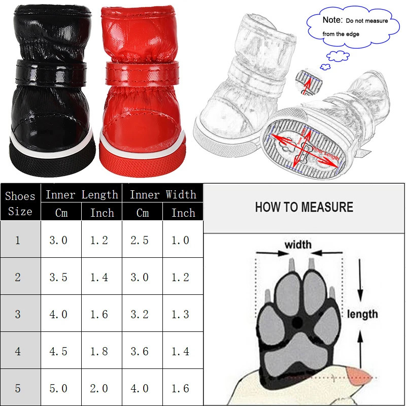 4PcsSet Pet Dog Shoes Winter Dog Snow Boots Warm Fleece Puppy Pet Cat Waterproof Rain Shoes Chihuahua Yorkie Shoe Accessories 250106