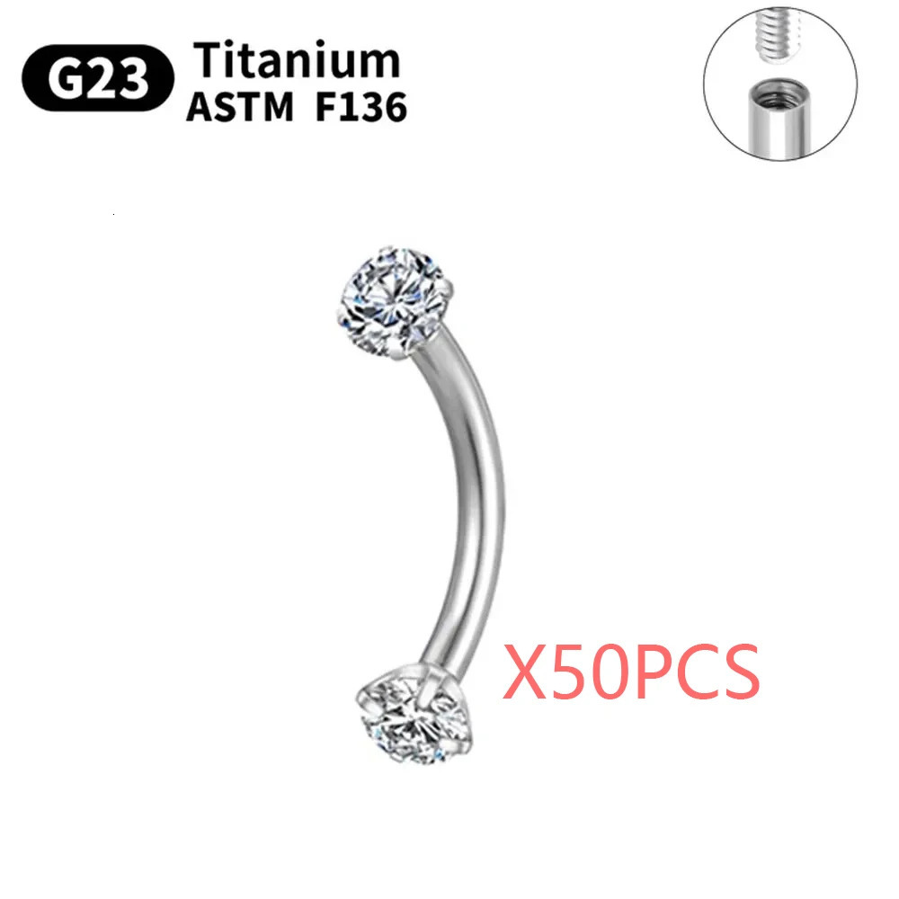 Wholesale 5/50PCS G23 Eyebrow Piercing Nose Ring Septum Helix Cartilage Piercing C rod Body Jewelry For Women 250103