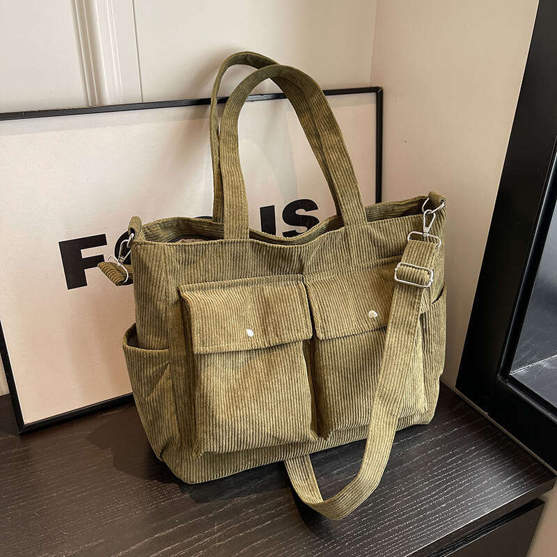 Corduroy Women's Tote Bag, Large Capacity, Autumn And Winter Can Be Slung Diagonally, New Versatile Single Shoulder Class Commuting Bags