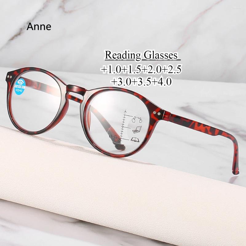 Sunglasses Round Frame Progressive Glasses Men Ultralight HD Multifocal Reading Ladies Women Blue Light Blocking Presbyopia Eyewear