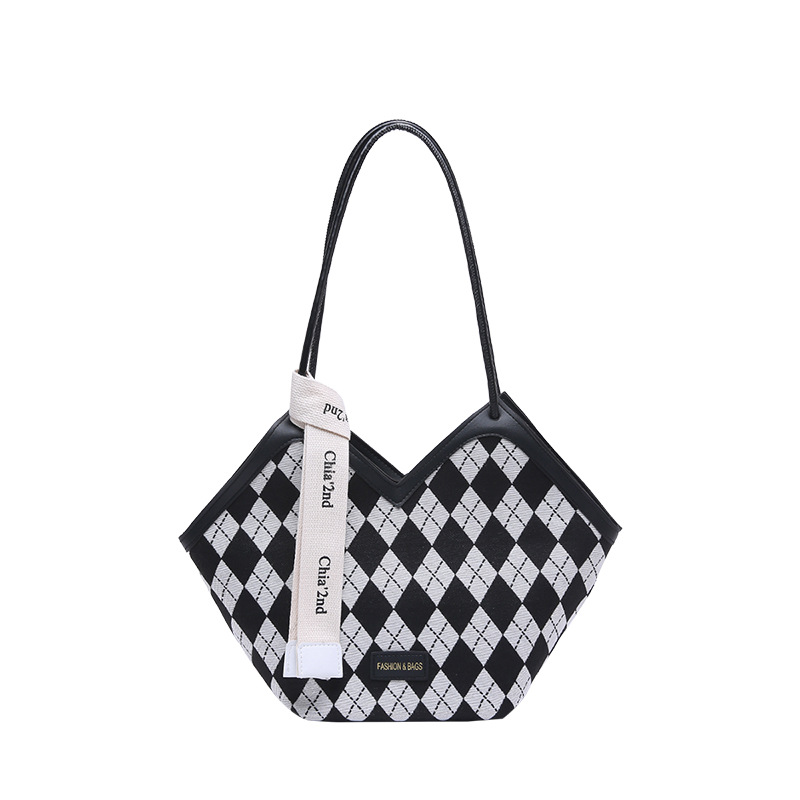 Fashion large capacity NEW single shoulder women 2025 new summer senior sense commuter bucket bag checkerboard