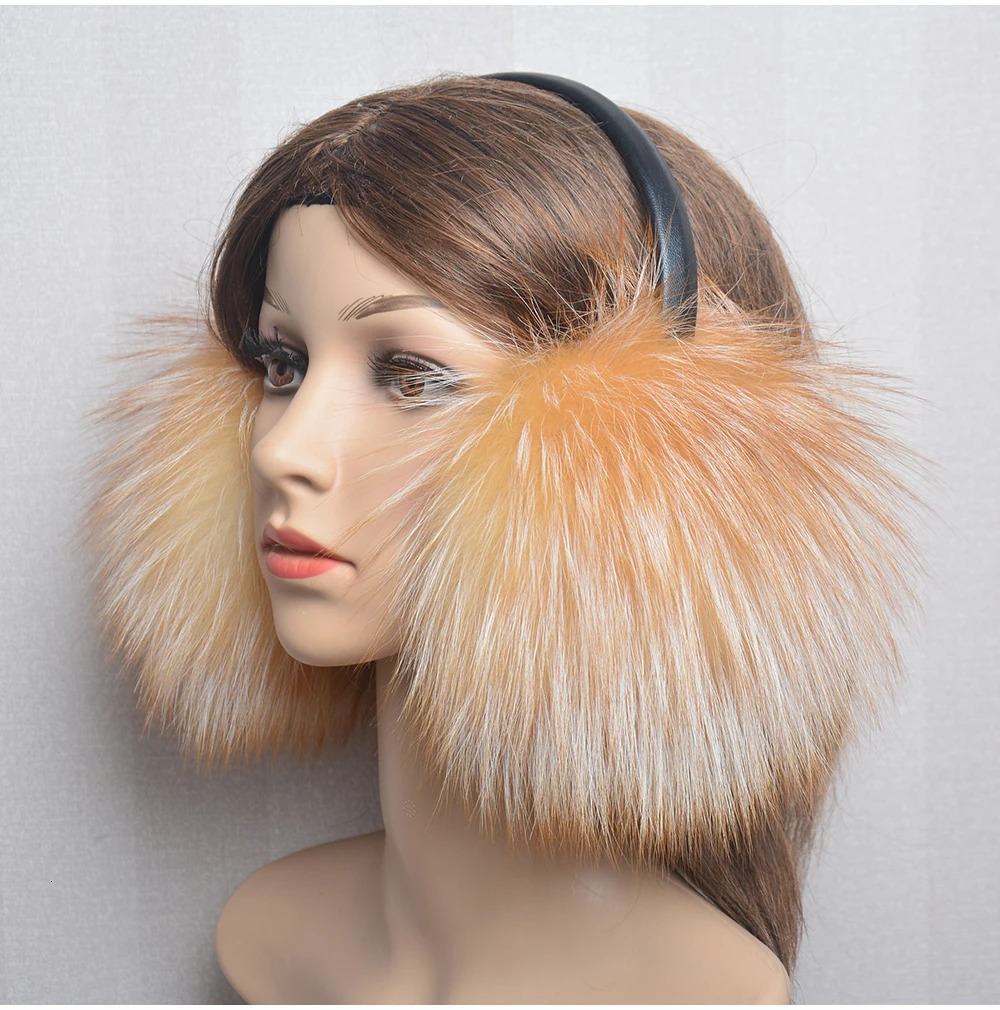 Winter Women Warm Real Fox Fur Earmuffs Girls Earlap Ultra Large Ladies Plush Earmuff Ladies Fox Fur Earmuffs 250106