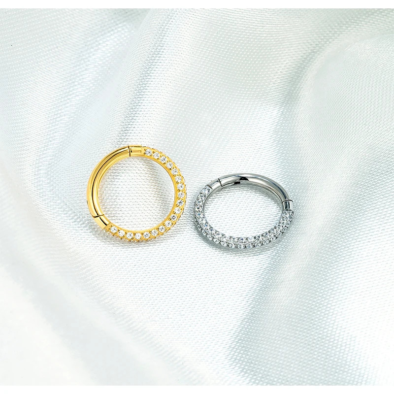 G23 High Quality Three sides Zircon Hight Segment Rings Open Small Septum Piercing Nose Earrings Helix Body Jewelry 16G 250103