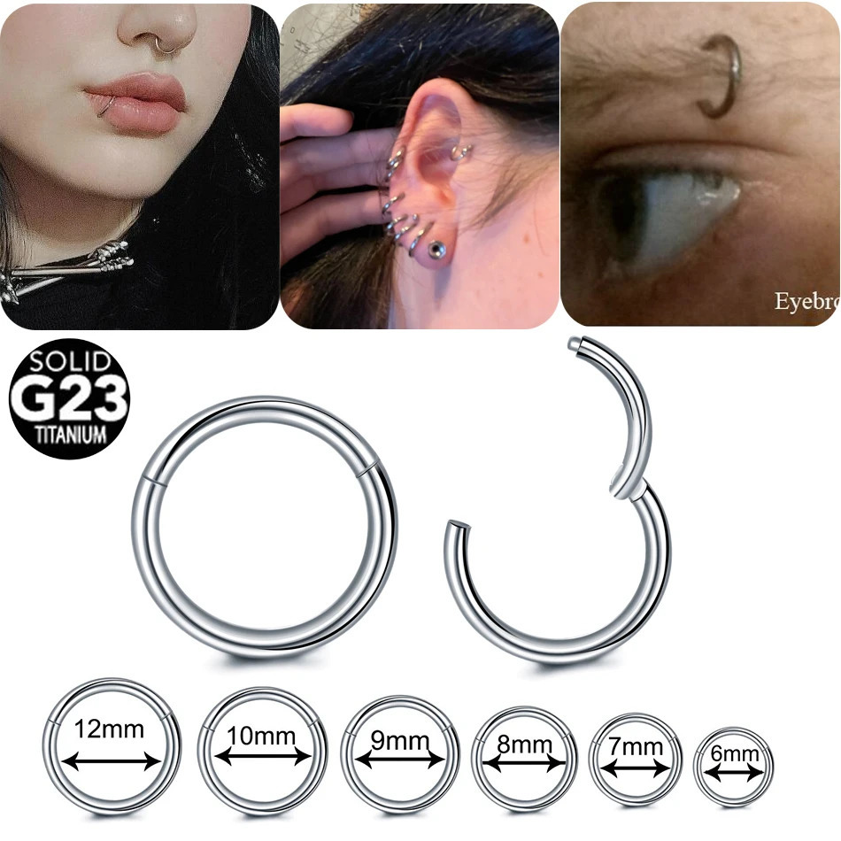 10pcs/lot Hinged Septum Clicker Segment Nose Ring Hoop Eyebrow Lip Helix Daith Conch Cartilage Earrings Punk Jewelry 250103