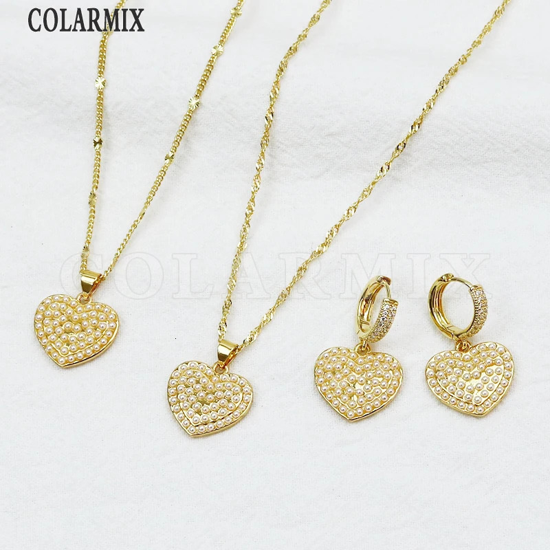 3Pcs Heart shape earrings Necklace Jewelry Set Fashion Jewelry Gift Party Women Jewelry Set 250102