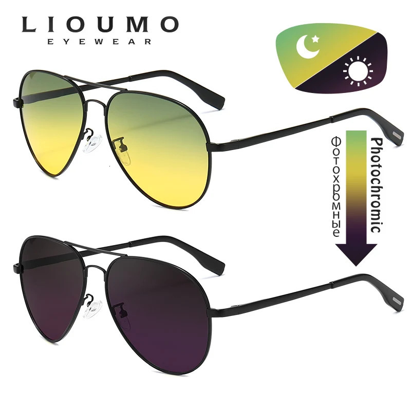 LIOUMO Pilot Sunglasses Polarized Men Pochromic Day Night Driving Glasses Women Chameleon Goggle UV400 lentes de sol hombre 250106