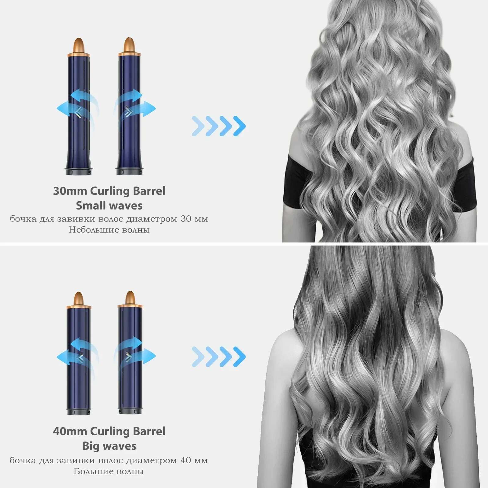 Negative Ion 6-in-1 Professional Hair Curg Multi-Styler Curler Auto Waver Iron Hot Air Brush Blow Dryer