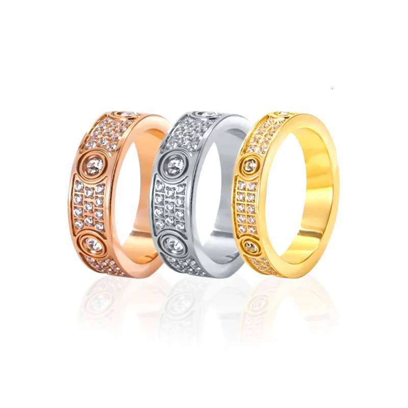 ring for women ring with Three rows sparking rhinestone couple rings steel love Keyring wholesale 250103