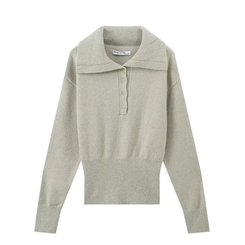 TRAF Sweater Autumn Womens Chic Elastic Slim Pullover Street Elegant Young Fashion 250103