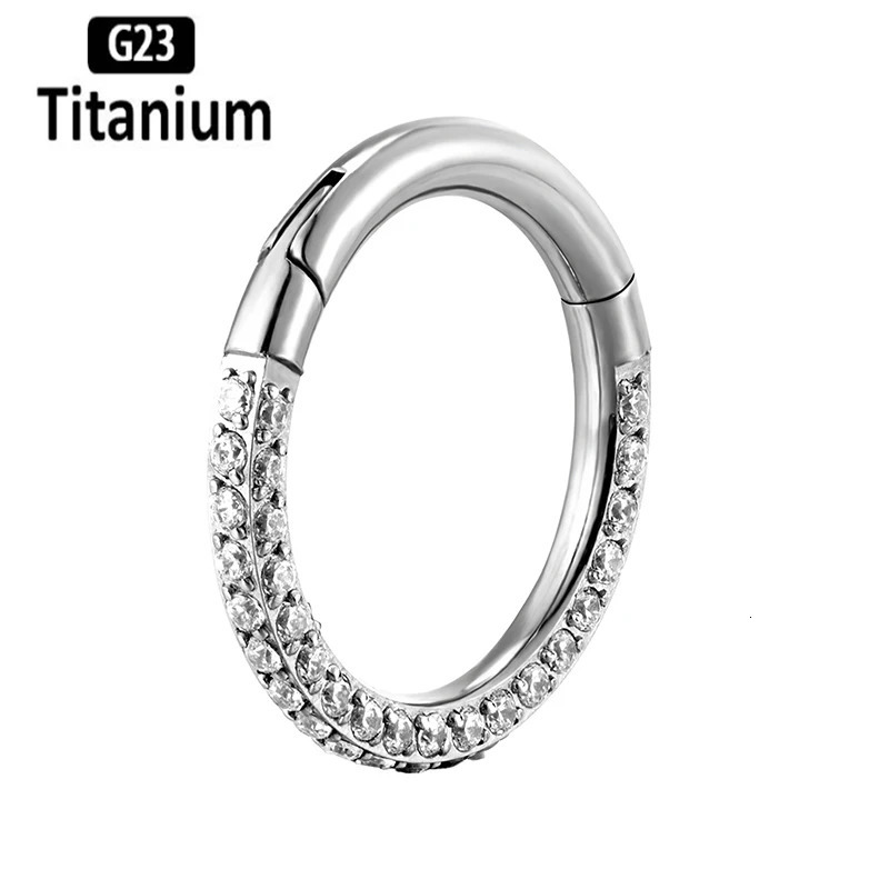 G23 High Quality Three sides Zircon Hight Segment Rings Open Small Septum Piercing Nose Earrings Helix Body Jewelry 16G 250103