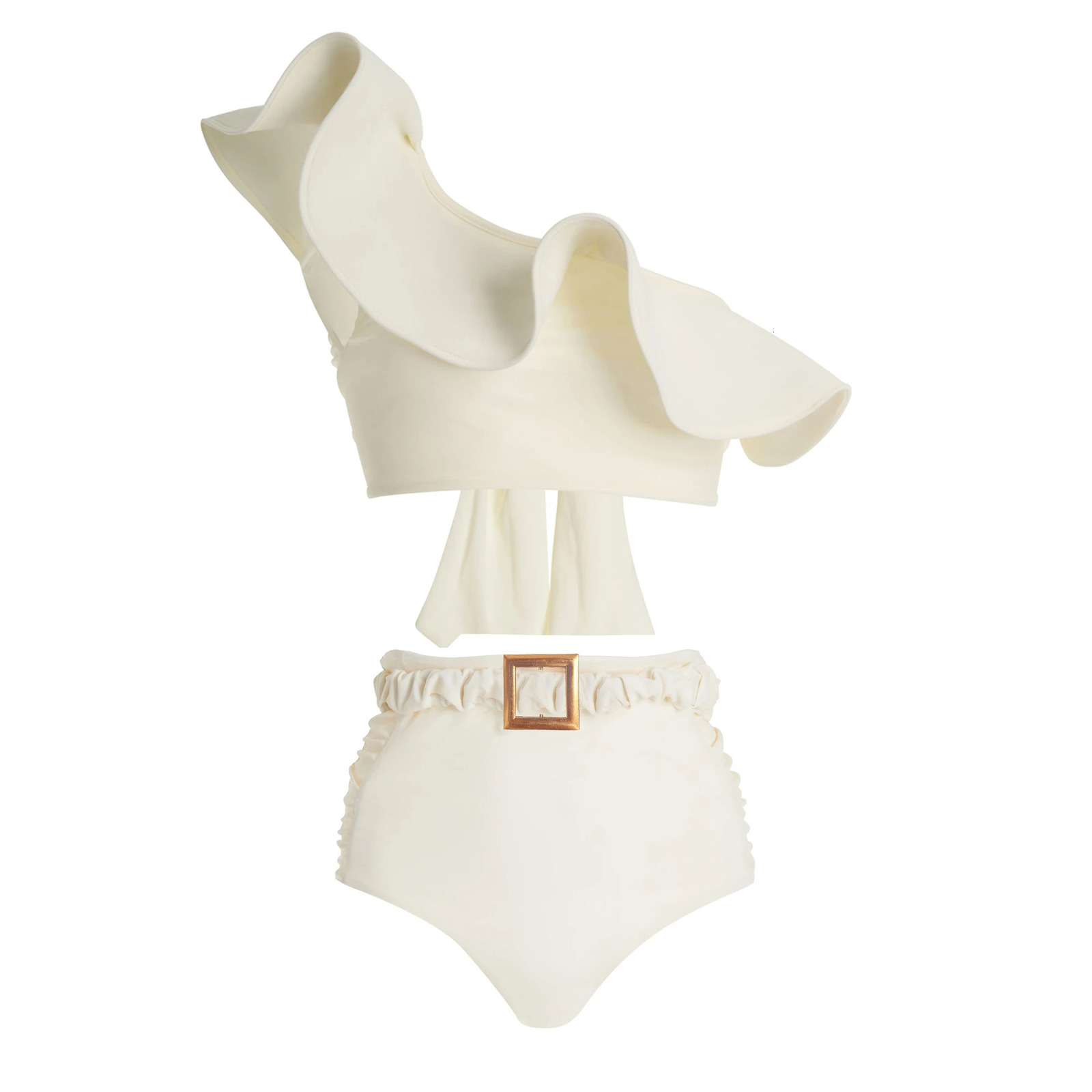 One Shoulder High Waist Swimwear Women Swimsuit Bikini with Skirt Tummy Control Bikinis Set Bathing Suit Biquini 250106