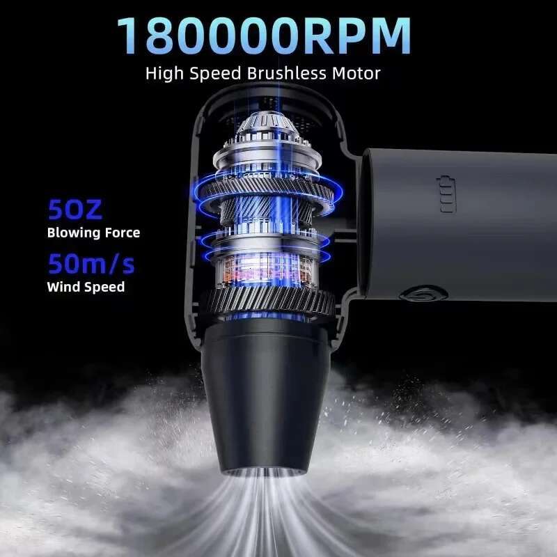 Wireless 180000RPM Wind Speed 50m/s For Car Keyboard Computer Cleaning Hair Dryer High-Performance Electric Blower