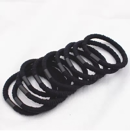 10Pcs Thick Basic Elastic Hair Band Solid Black Brown Rubber Band Stretch Hair Tie Ponytail Holder For Long Thick Hair No Crease